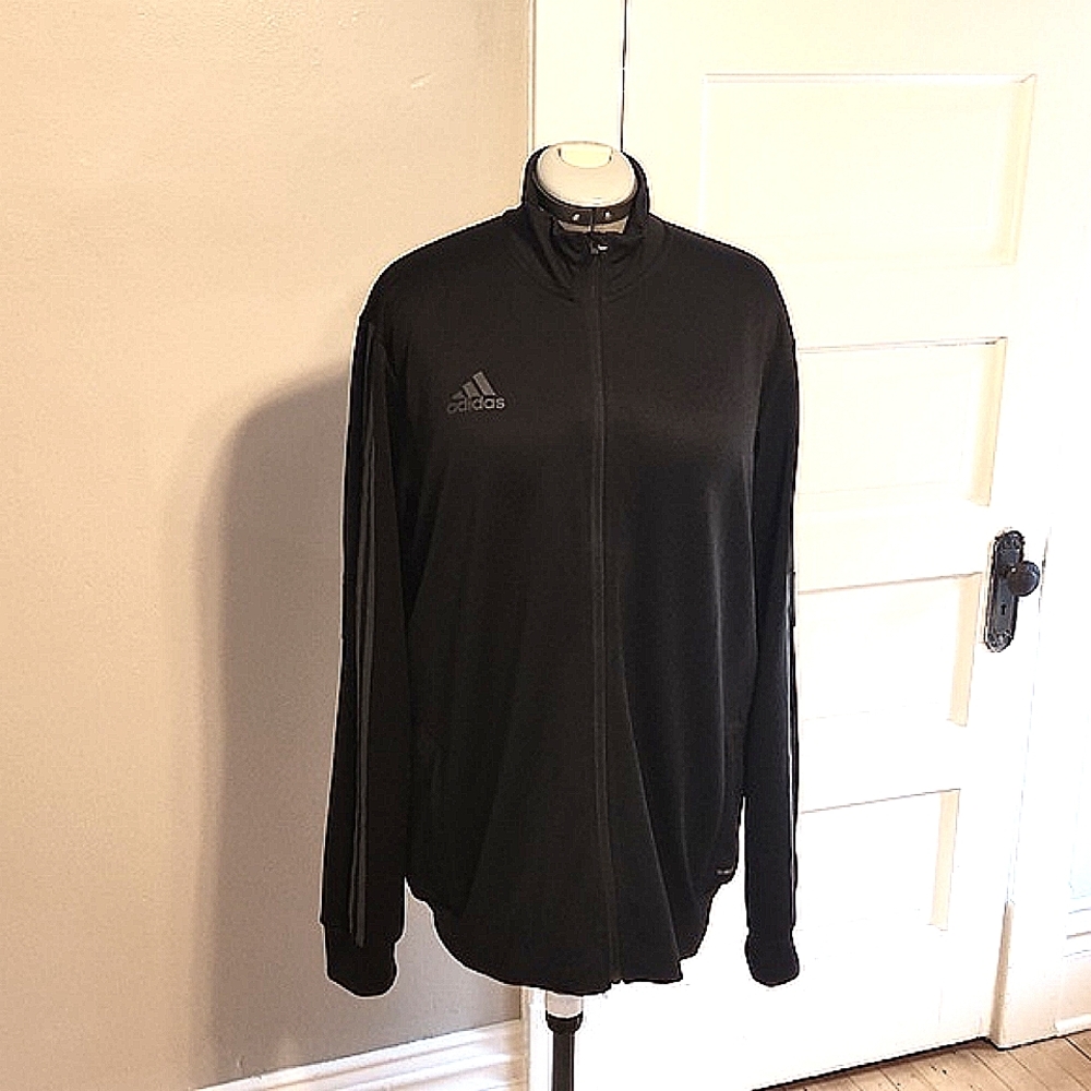 Men's large Adidas trefoil track jacket black on black